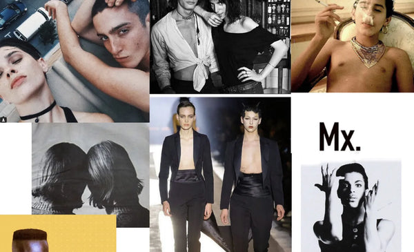 A collage of model photos representing the gender fluidity of Mx. fragrance by ERIS Parfums